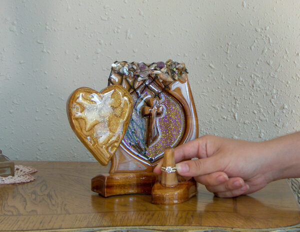 “Eternal Embrace – Carneywood & Zebrawood Ring Holder” - Image 2
