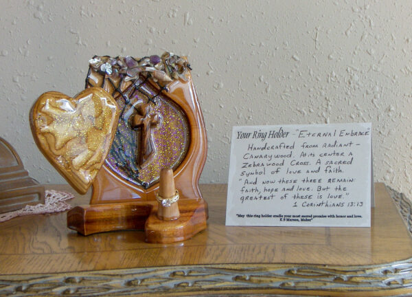 “Eternal Embrace – Carneywood & Zebrawood Ring Holder” - Image 5