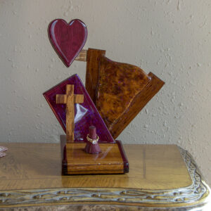 Covenant Flame – Purpleheart & Burlwood Wedding Ring Holder