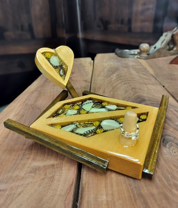 “Morning Light – Polished Yellowheart Mosaic Ring Holder” - Image 5