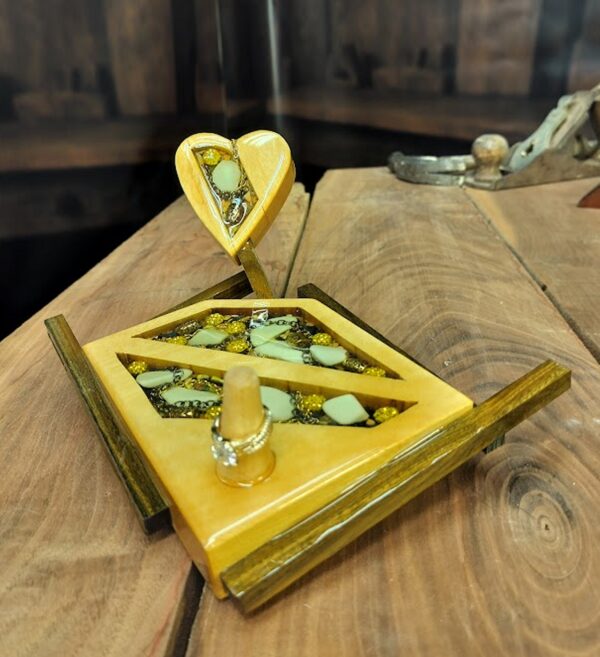 “Morning Light – Polished Yellowheart Mosaic Ring Holder” - Image 6