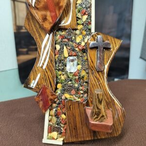 “Path of Devotion – Bocote & Burl Wood Wedding Ring Holder”