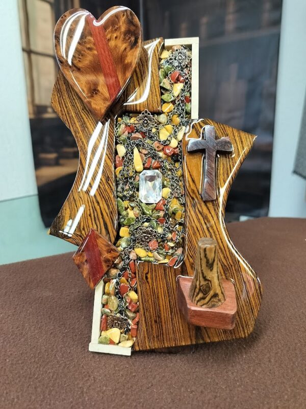 “Path of Devotion – Bocote & Burl Wood Wedding Ring Holder”