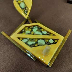 “Morning Light – Polished Yellowheart Mosaic Ring Holder”