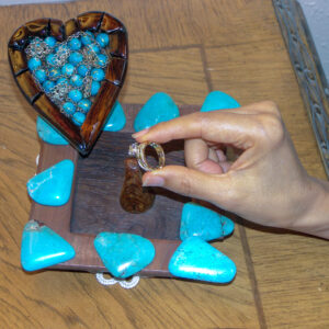 Turquoise Grace – Sacred Heart Ring HolderBlessings" with Stone