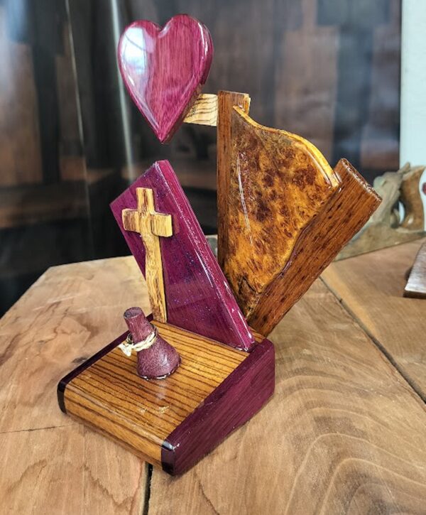 Covenant Flame – Purpleheart & Burlwood Wedding Ring Holder - Image 7