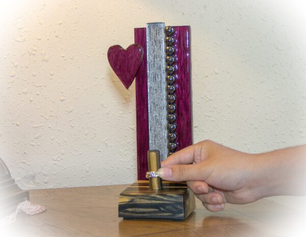 Faithful Flame – Ebony & Purpleheart Ring Holder - Image 2