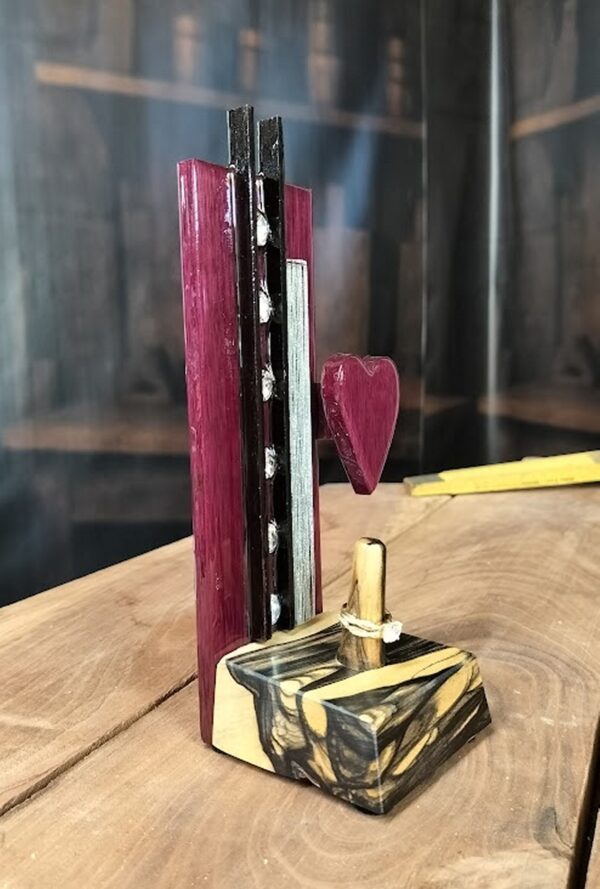Majestic Radiance – Ebony & Purpleheart Ring Holder - Image 3