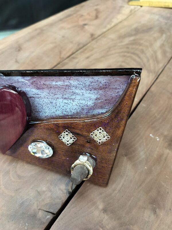 Love Enveloped – Black Walnut & Purpleheart Ring Holder - Image 4