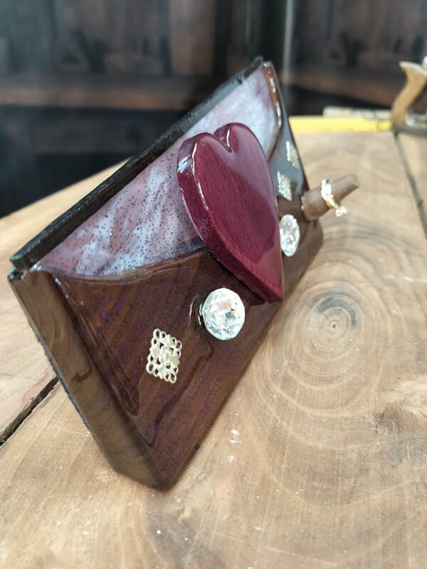 Love Enveloped – Black Walnut & Purpleheart Ring Holder - Image 5