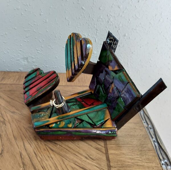 Covenant Kaleidoscope – Dyed Birch Wedding Ring Holder - Image 7