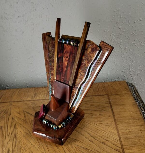 Majestic Promise – Walnut & Burl Wedding Ring Holder - Image 2