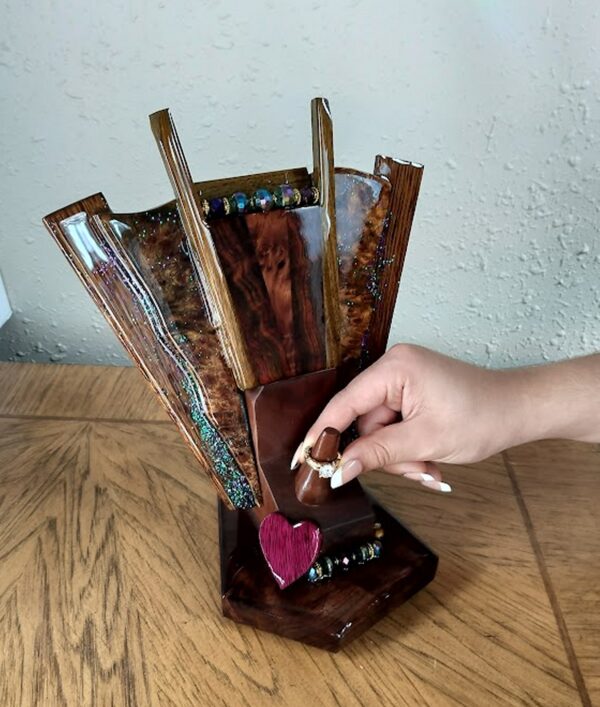 Majestic Promise – Walnut & Burl Wedding Ring Holder - Image 4